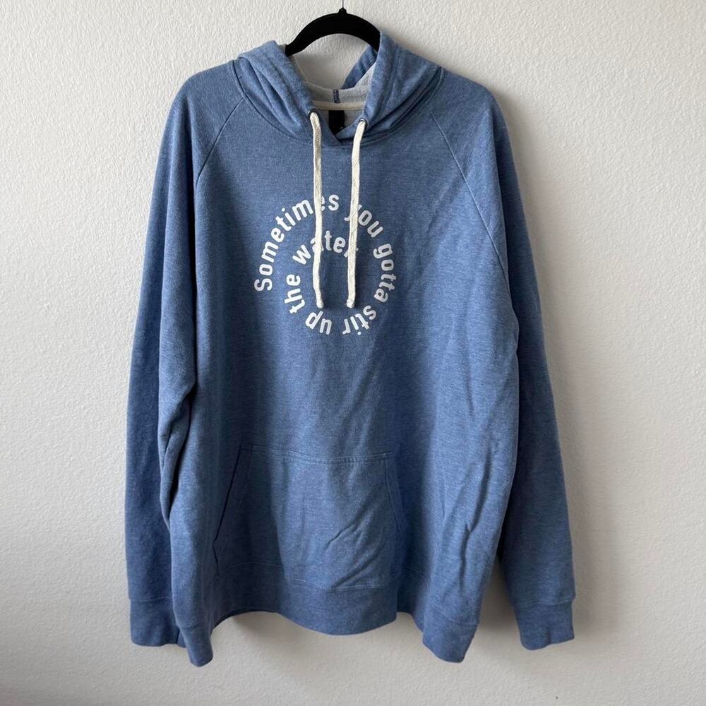 Blue cotton plus size hoodie